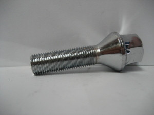 Kerékcsavar M12x1,25 mm, 34 mm hosszúságú, kúpos kialakítású, fényes króm bevonattal