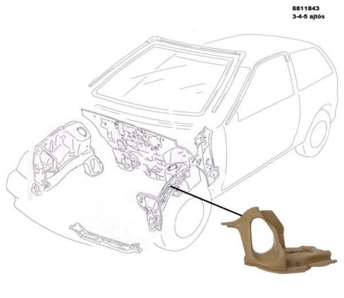 Hossztartó gerenda - első doblemez javítóval - bal - 6811843