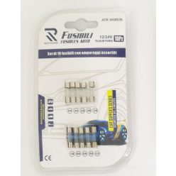   10 darabos üveg biztosíték készlet, 20 mm (W08535, 17244, 58398)