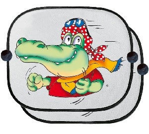 Színes figurás napfényvédő oldalablakra