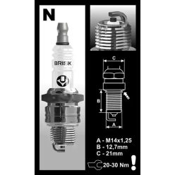   Brisk N17C gyújtógyertya – M14x1,25 – menethossz 12,7 mm – kulcsméret 21 mm (kompatibilis: lásd a leírásban!)
