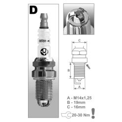   BRISK DR15TC gyújtógyertya – M14 x 1,25 – menethossz 19 mm – kulcsnyílás 16 mm (kompatibilitás: lásd a leírásban!)