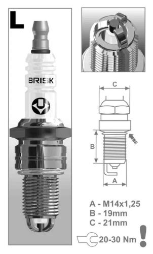 Brisk LR15TC gyújtógyertya 4 db – M14 x 1,25 mm – menethossz: 19 mm – kulcsméret: 21 mm (kompatibilitás: lásd a leírásban!)