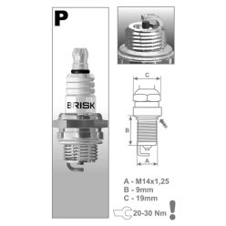   Brisk P17 gyújtógyertya – M14 x 1,25 – menethossz: 9,5 mm – kulcsnyílás: 19 mm (kompatibilitás: lásd a leírásban!)