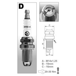   BRISK DR17LDC gyújtógyertya – M14 x 1,25 – menethossz: 19 mm – kulcsnyílás: 16 mm (kompatibilitás: lásd a leírásban!)