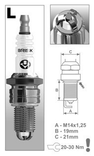Brisk LX15LTC-1 gyújtógyertya – M14 x 1,25 – Menethossz: 19 mm – Kulcs: 21 mm (kompatibilitás: lásd a leírásban!)