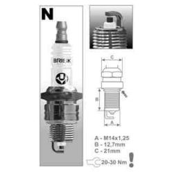   Brisk N12YC gyújtógyertya motorkerékpárokhoz – M14x1,25 – Menethossz: 12,7 mm, Kulcs: 21 mm (kompatibilitás: lásd a leírásban!)