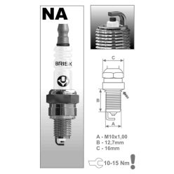   Brisk NAR14YC gyújtógyertya robogókhoz – M10x1,00 – Menethossz: 12,7 mm, Kulcs: 16 mm (kompatibilitás: lásd a leírásban!)