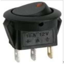 Világítós LED-es kerek kapcsoló, piros, 12V