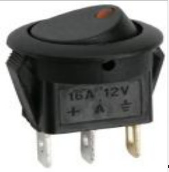 Világítós LED-es kerek kapcsoló, piros, 12V