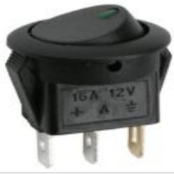 Világítós LED-es kerek kapcsoló, zöld, 12V