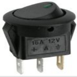 Világítós LED-es kerek kapcsoló, zöld, 12V