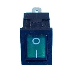 Világítós szögletes billenőkapcsoló, kicsi, zöld, 12V