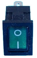 Világítós szögletes billenőkapcsoló, kicsi, zöld, 12V