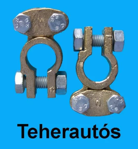 Erősített réz akkusaru pár (+/-), egyenes, teherautókhoz
