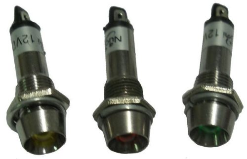 LED-es ellenőrző lámpa, 12V/24V, piros