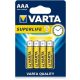 VARTA Superlife AAA szén-cink mikroelem, 1,5V, 4 db/csomag
