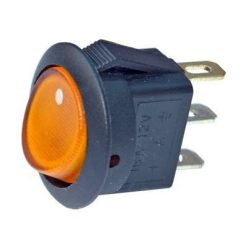 Kerek, sárga LED-es billenőkapcsoló, 12V
