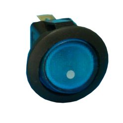 Kerek, kék LED-es billenőkapcsoló, 12V