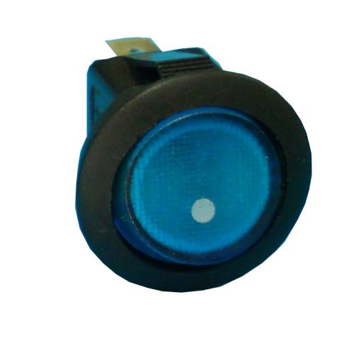Kerek, kék LED-es billenőkapcsoló, 12V