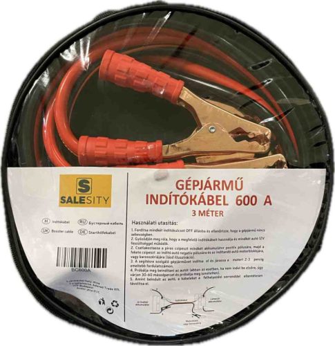 Indítókábel 600A, 3 méter, cipzáras hordtáskával