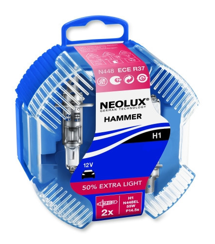 Neolux Extra Light N448EL H1 12V 55W Halogén Fényszóró Izzó (+50%, 2 db-os csomag)