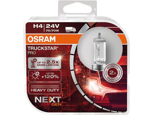 OSRAM Truckstar Pro Next Gen H4 24V 75/70W +120% Halogén Izzók (2 db)