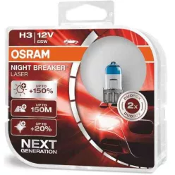   OSRAM Night Breaker Laser H3 12V 55W +150% Halogén Izzó (2 db)