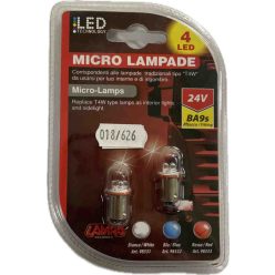 Lampa 98333 24V BA9s 4 LED-es piros izzó, 2 db-os csomag