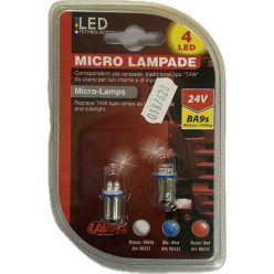 Lampa 98332 24V BA9s 4 LED-es kék izzó, 2 db-os csomag