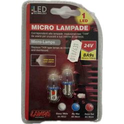 Lampa 98324 24V BA9s 1 LED-es piros izzó, 2 db-os csomag