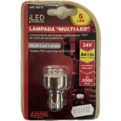 Lampa 98315 24V BA15s 5 LED-es piros izzó