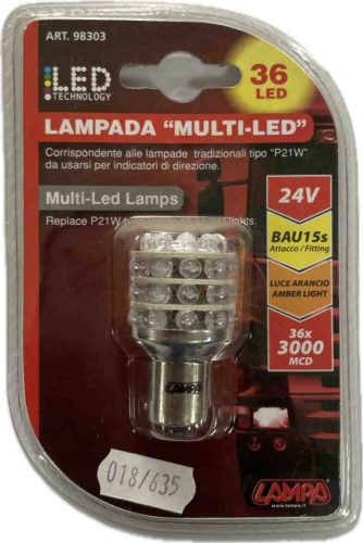 Lampa 98303 24V BAU15s 36 LED-es narancssárga izzó