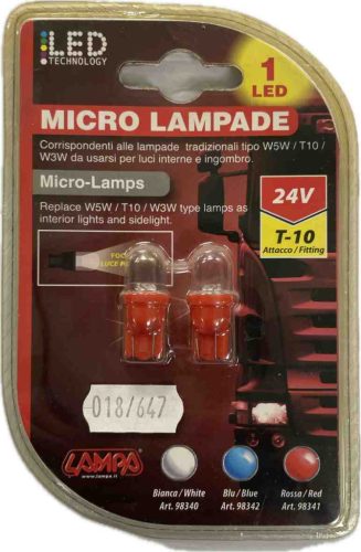 Lampa 98341 24V LED üvegfejű piros izzó