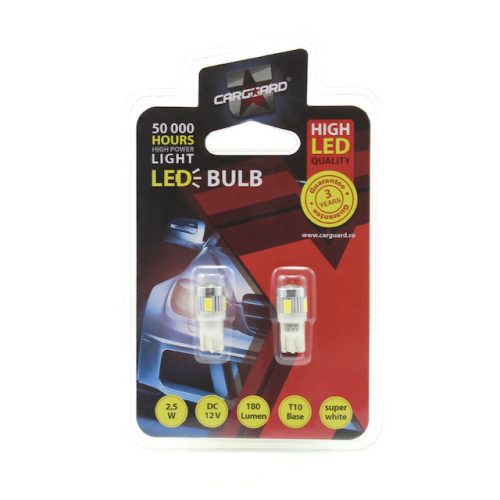 Carguard CLD013 12V 2,5W T10 LED izzó, 180 lumen, 2 db/csomag