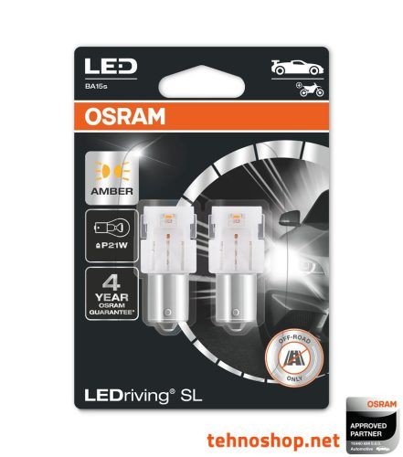 OSRAM LEDriving SL P21W 12V 1,3W BA15s Sárga LED Izzók (2 db)