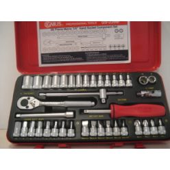   Dugókulcs Készlet 1/4" 6 Lap 3-14 Mm + Rátűzők. 39 Db-Os Genius