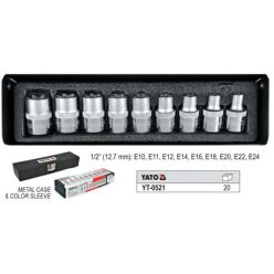 Dugókulcs készlet 9db-os 1/2" E10–E24 YT-0521