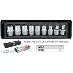 Dugókulcs készlet 9db-os 1/2" E10–E24 YT-0521