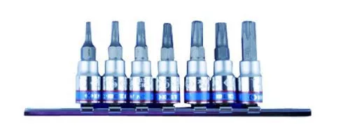 King Tony TORX bitfej készlet sínben – 7 részes, 1/4" furatos – 2107PR