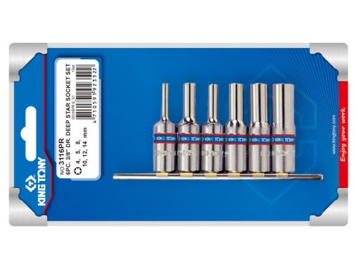 327506M 6 Részes Torx Hosszú Dugókulcs Készlet 3/8" - King Tony