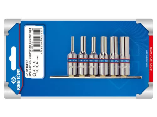 327506M 6 Részes Torx Hosszú Dugókulcs Készlet 3/8" - King Tony