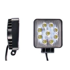 Szögletes 9 LED-es Munkalámpa, 27W, 10-30V, Terítő Fény