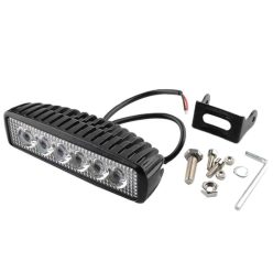 Szögletes 6 LED-es Munkalámpa, 18W, 10-30V, Spot Fény