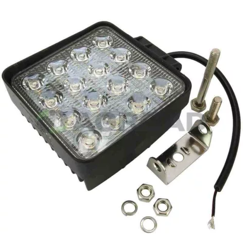 Szögletes 16 LED-es Munkalámpa, 27W, 10-30V, Terítő Fény