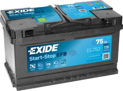 El752  start-stop 75ah 730a en  315*175*175mm exide   akkumulátor 1917577