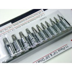   Torx bit készlet 5 szög, lyukas 1/4" és 1/8" (BS-2311P)