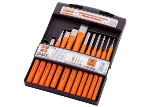C5802 véső-lyukasztó és kiütő készlet 12 részes