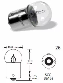 Lucas LLB207T 12V 5W BA15s R5W izzó