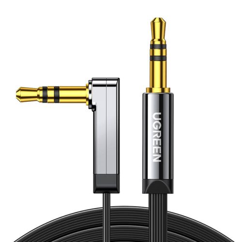 UGREEN AV119 derékszögű, 3,5 mm-es AUX mini jack kábel, lapos, 0,5 m (fekete)